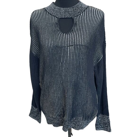 New ~ HALOGEN ~ Metallic Stripe Mock Neck Sweater Size M Ret $89 - Picture 4 of 7